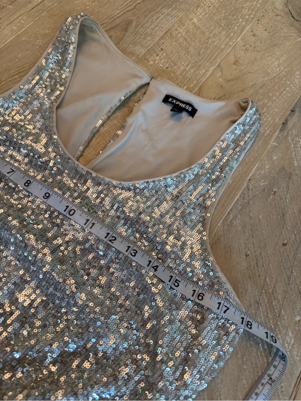 Express Silver Sequin Tank Jumpsuit S - Picture 5 of 7